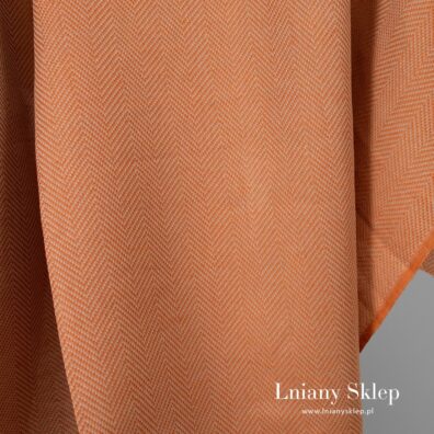Pomarańczowa tkanina len z bawełną.
