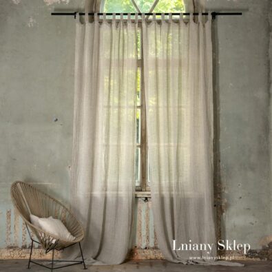 BOHEMIA jasna szara firanka lniana.