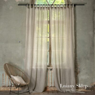 BOHEMIA jasna szara firanka lniana.