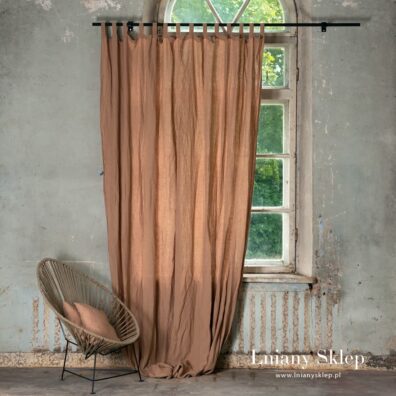 ATLANTA jasna brązowa zasłona lniana.