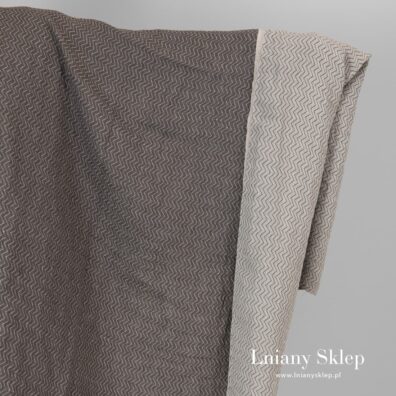 Dwustronny w szare zygzaki prany len.