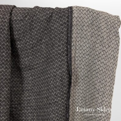 Dwustronna czarno - szara tkanina lniana.