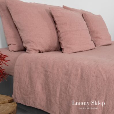 Poszwa i poszewki na poduszki. Jasnorudy prany len.