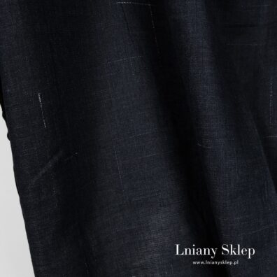 Granatowa tkanina lniana.