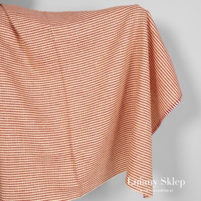 Tkanina lniana żółto - czerwona.