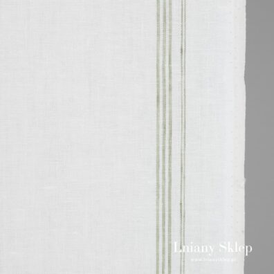 Na mlecznobiałym tle zielone paski.