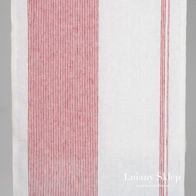 Len ścierkowy w czerwone paski.