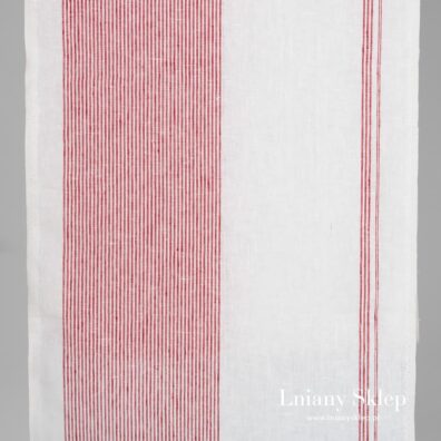 Len ścierkowy w czerwone paski.