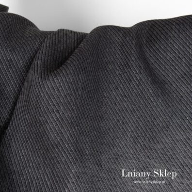 Granatowo - czarna tkanina lniana.