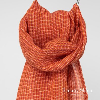 LOTTO MINI pomarańczowy w krateczkę szalik.