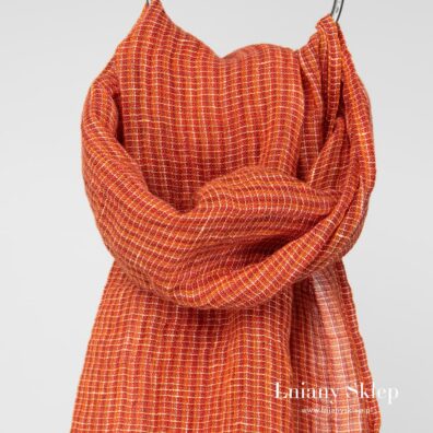 LOTTO MINI pomarańczowy w krateczkę szalik.