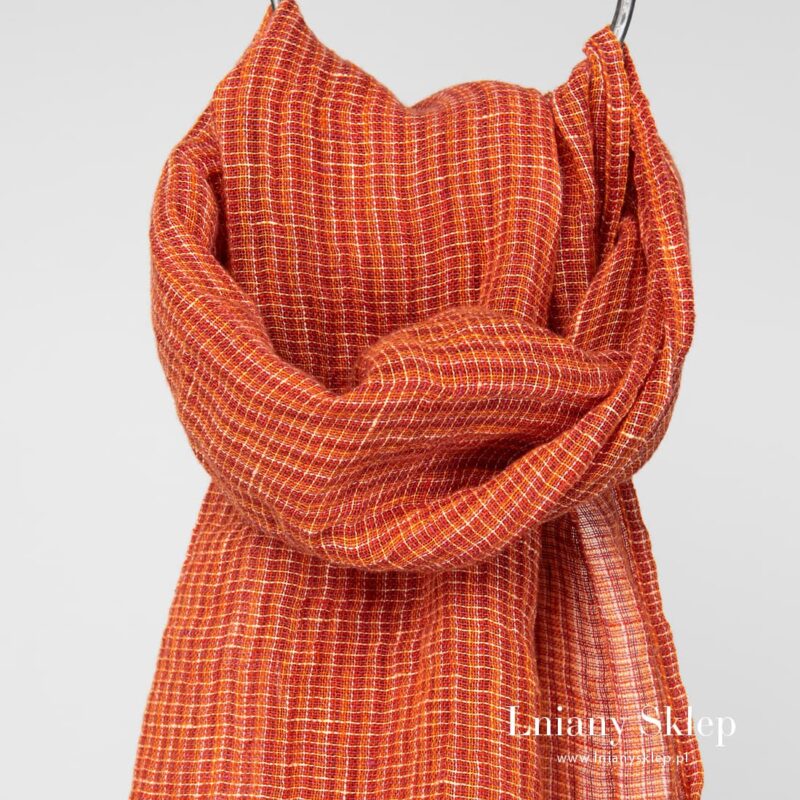 LOTTO MINI pomarańczowy w krateczkę szalik.