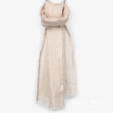 Beżowy szalik z pranego lnu.