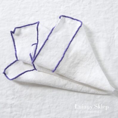 ARVO biała serwetka fioletowy brzeg.