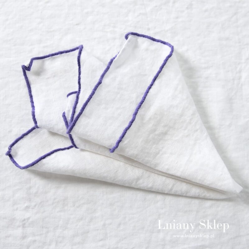 ARVO biała serwetka fioletowy brzeg.