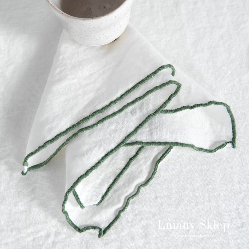 ARVO biała serwetka zielony brzeg.