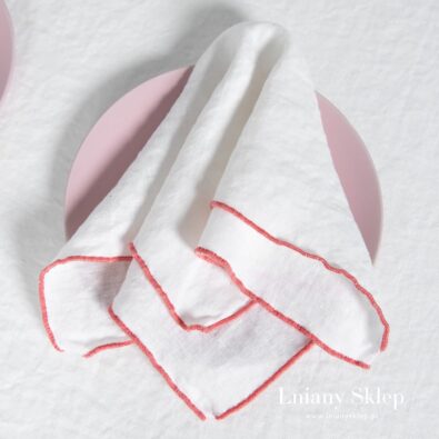 ARVO biała serwetka różowy brzeg.