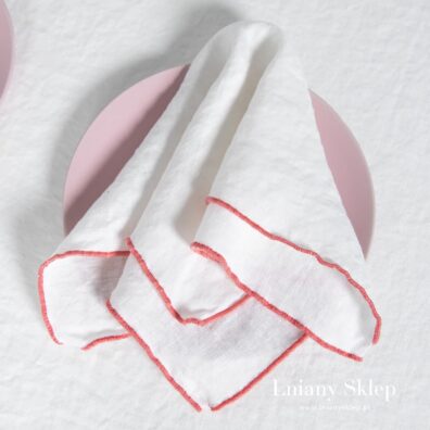 ARVO biała serwetka różowy brzeg.