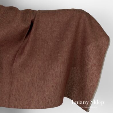 Melanżowa tkanina lniana fioletowa w zieleń.