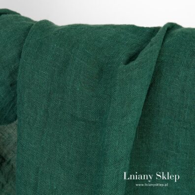 Zielona prana tkanina lniana.