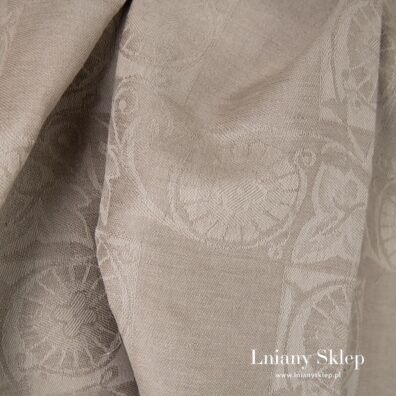 Piaskowy żakardowy len z bawełną.