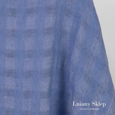 Niebieski, wytkany melanżowo prany len.