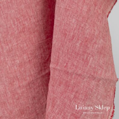 Tkanina wytkana z przędzy czerwonej i białej w melanżu.