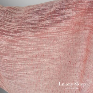 Biało - różowy len z bawełną.