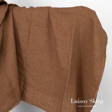 Rdzawy brązowy prany len w paski.