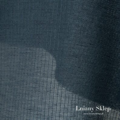 Prześwitujący granatowy len z bawełną.