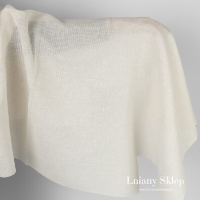 Przeźroczysty piaskowy w paski len z bawełną.