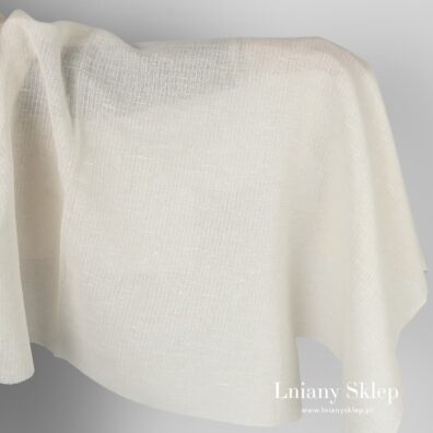 Przeźroczysty piaskowy w paski len z bawełną.