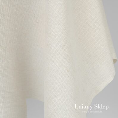 Prześwitujący piaskowy len z bawełną.