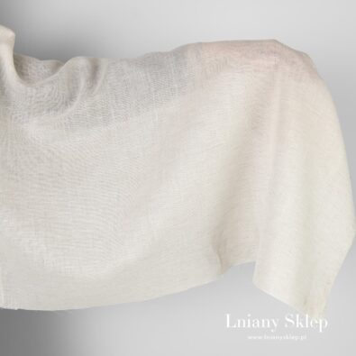 Przeźroczysty jasny szary len z bawełną.