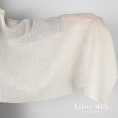 Przeźroczysty jasny szary len z bawełną.