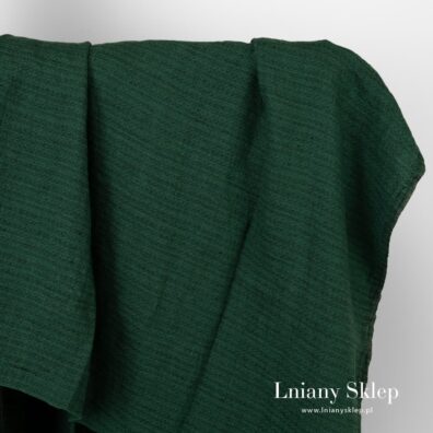 Zielono-czarny prany len we wzorek.