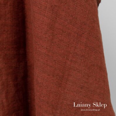 Brązowy dość gruby prany len.