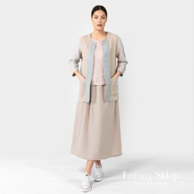 Jasnoszara spódnica z pranego lnu.