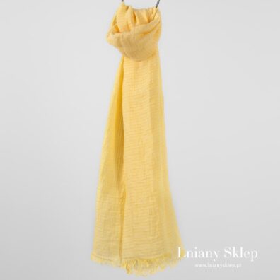 Żółty szalik z dekatyzowanego lnu 100%.