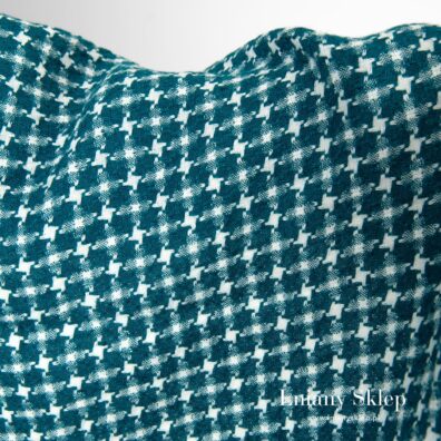 Biało - niebieski w zieleń len.