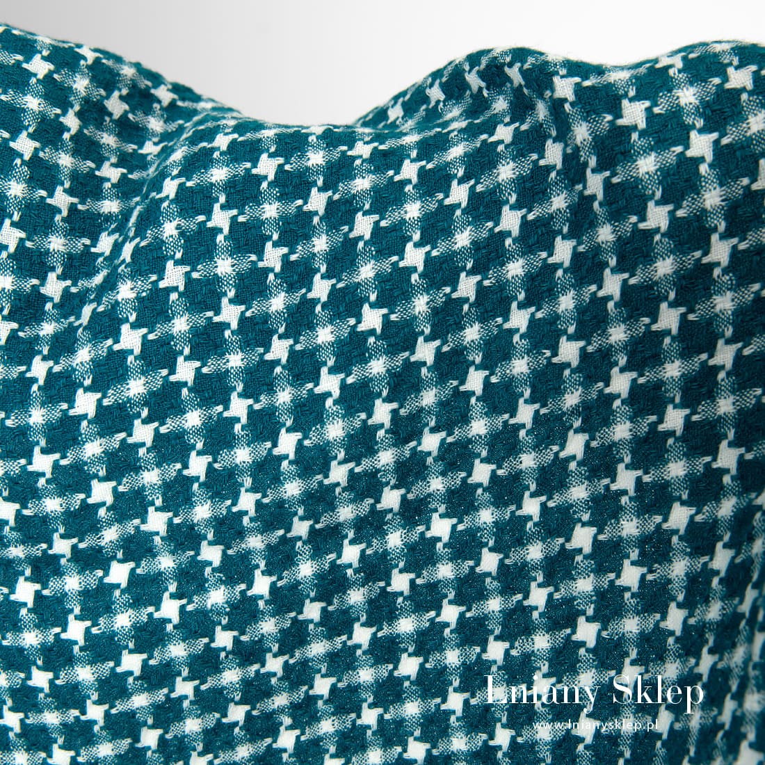 Biało - niebieski w zieleń len.