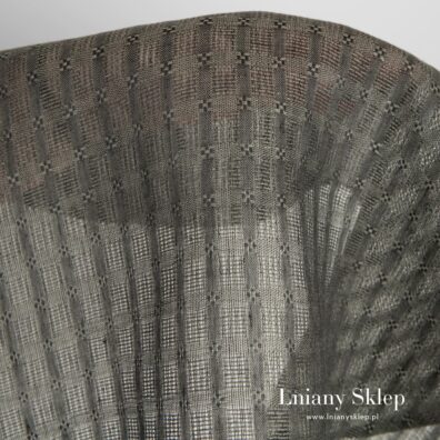 Szary prześwitujący len w kratkę.