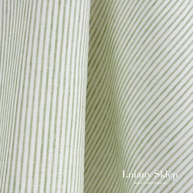 Leciutki jasnozielony len w przeźroczyste paski.