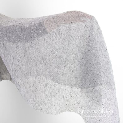 Lniana biało - czarna przeźroczysta tkanina.