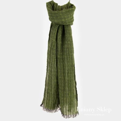 Zielony szalik z pranego lnu 100%.