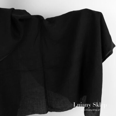 Czarna prana tkanina lniana