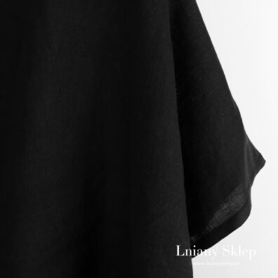 czarny, gładko wytkany prany len.