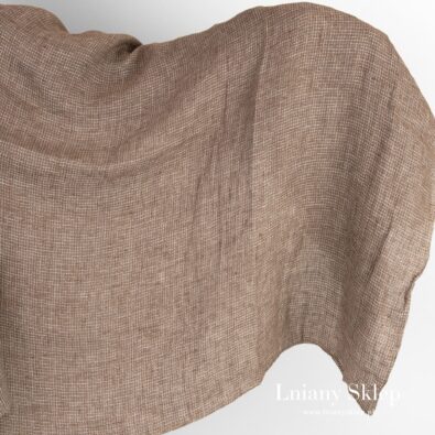 Brązowa „waflowa” tkanina lniana prana.