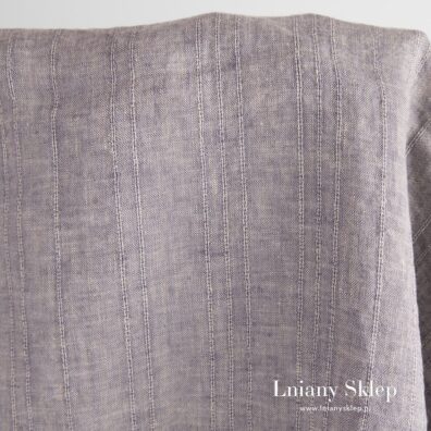 Fioletowy melanżowy len w paski. Miękki, bo prany.