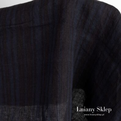 Prany len w granatowo - czarne paski.